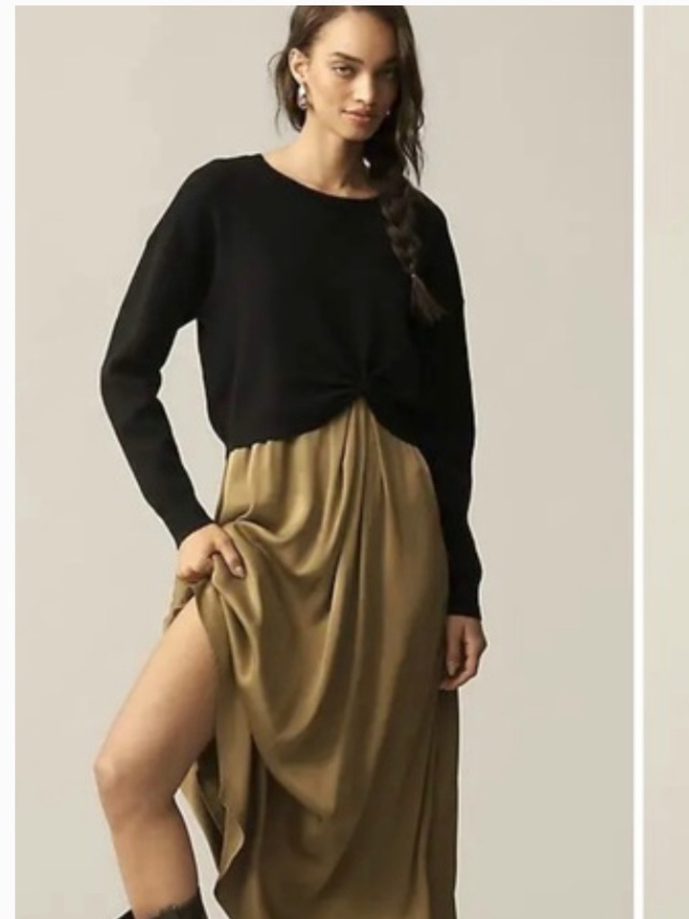Anthropologie Black Twist-Front Cropped Sweater - Picture 3 of 3